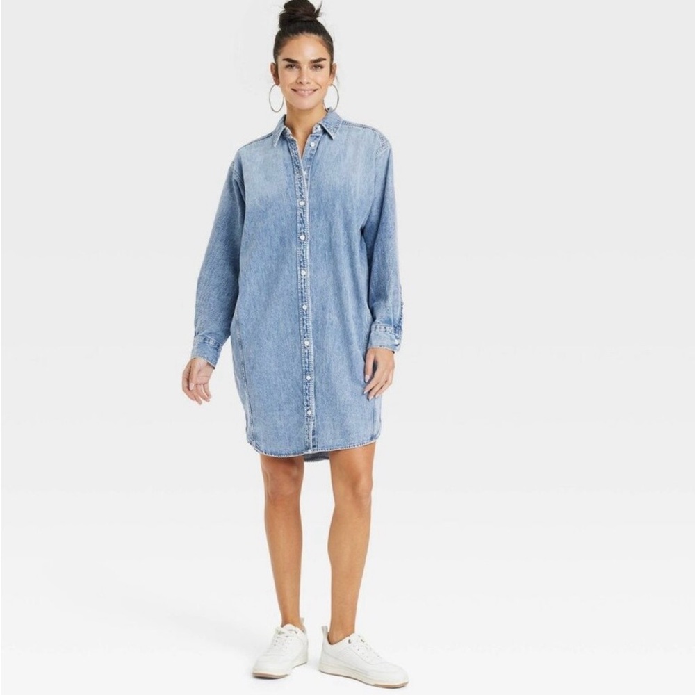 Universal Thread denim shirt dress pockets long sleeves button up